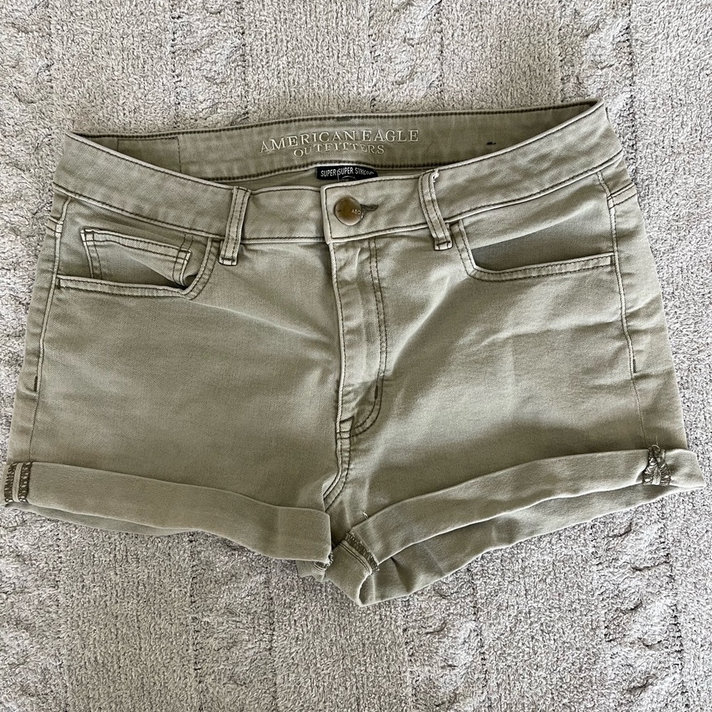 American Eagle Outfitters Hi-Rise Shortie Denim Rolled Leg Shorts